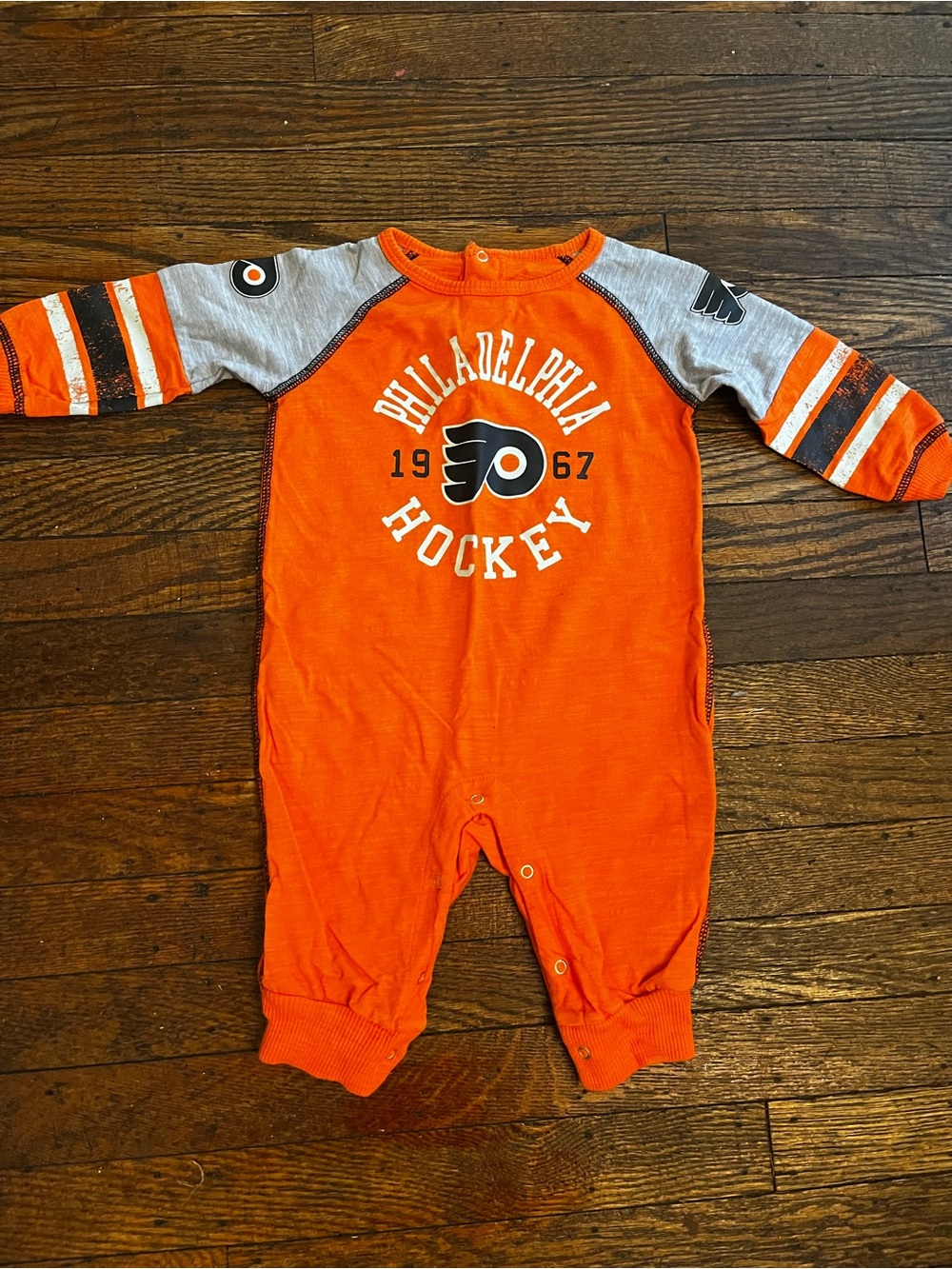 Philadelphia Hockey Orange & Gray Baby One-Piece Romper